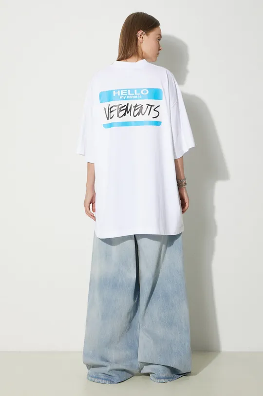 VETEMENTS tricou din bumbac My Name Is Vetements T-Shirt alb