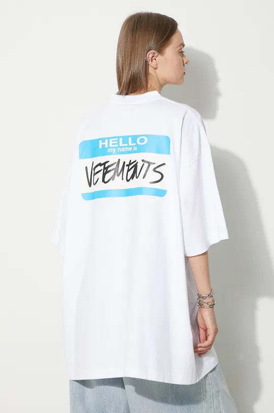 alb VETEMENTS tricou din bumbac My Name Is Vetements T-Shirt