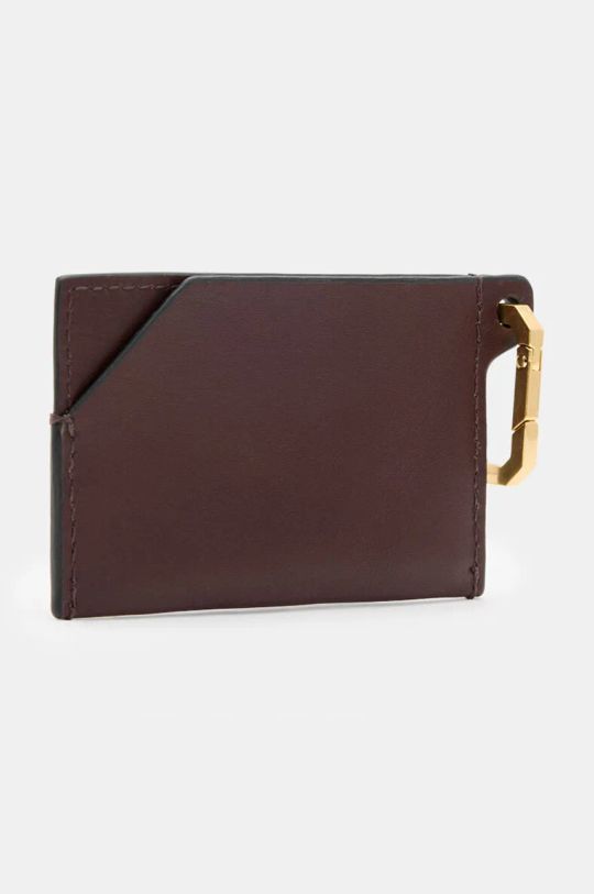 Akcesoria AllSaints etui na karty skórzane HEX CARDHOLDER W398XB bordowy