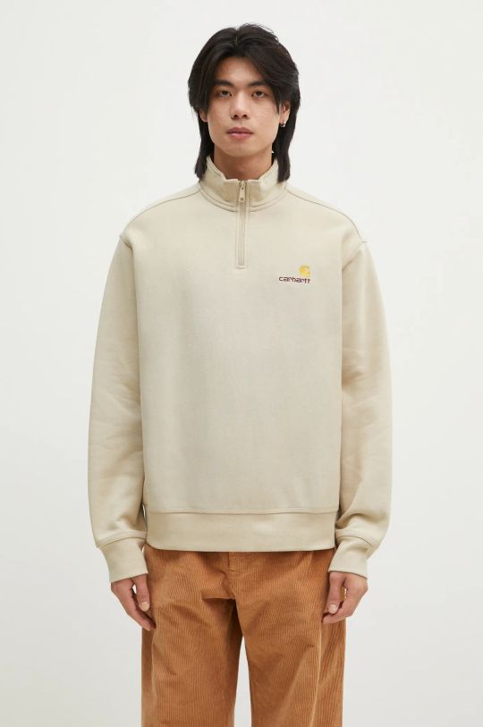 Carhartt WIP felpa Half Zip American Script Sweat applique beige I027014.2LPXX