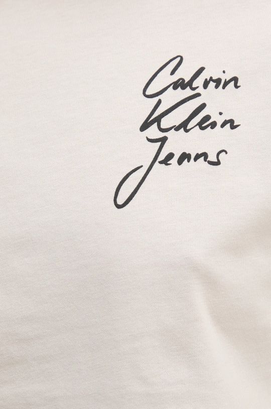 Bavlněné tričko s dlouhým rukávem Calvin Klein Jeans J20J224991 béžová