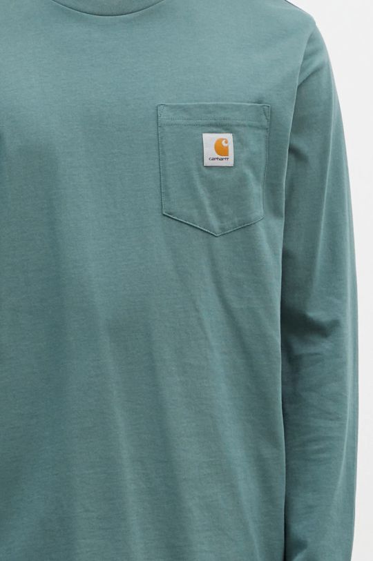 Carhartt WIP top a maniche lunghe in cotone Longsleeve Pocket turchese I030437.2M2XX