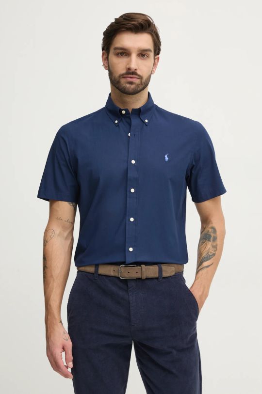 Polo Ralph Lauren camicia in cotone semplice blu navy 710945315