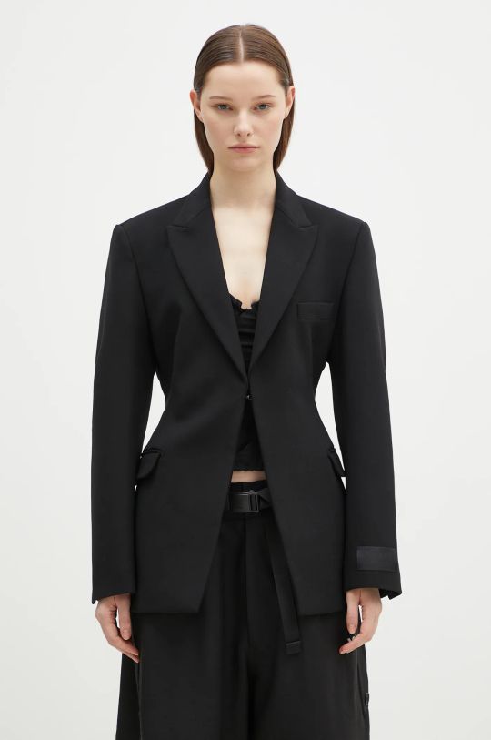 VETEMENTS marynarka wełniana Hourglass Tailored z podszewką czarny WA66JA420B