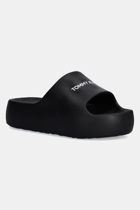 Natikači Tommy Jeans TJW FLATFORM POOL SLIDE ESS Sintetični črna EN0EN02763