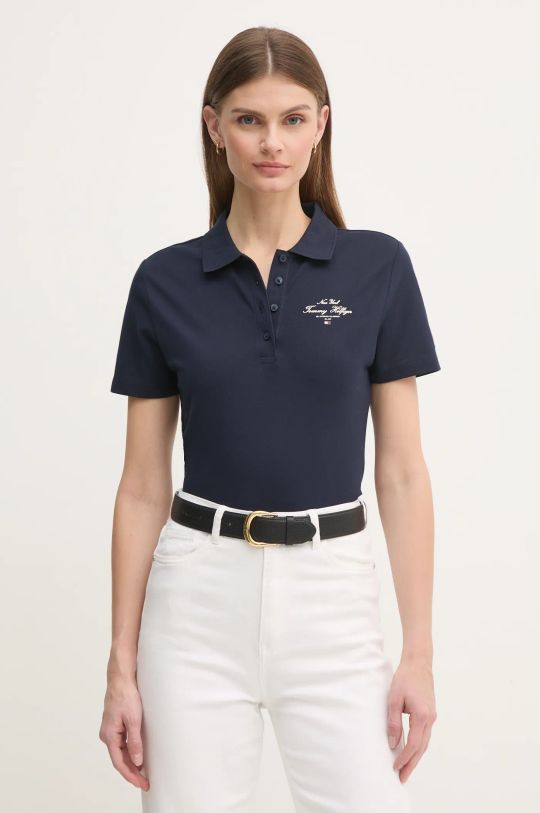 Polo tričko Tommy Hilfiger hladký námořnická modř WW0WW43930