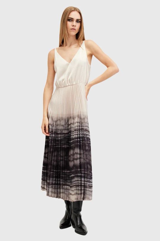 Φόρεμα και πουλόβερ AllSaints CELILIA PLEAT W207DB λευκό