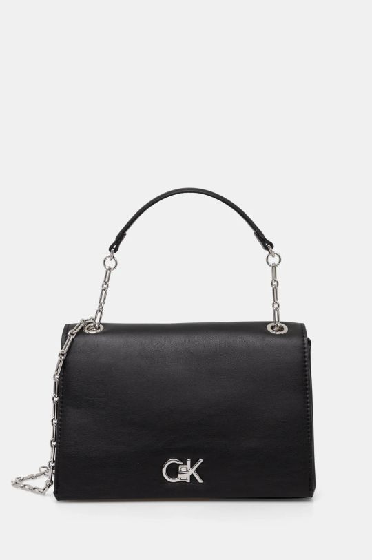 Torba Calvin Klein imitacija zrnate kože crna K60K612810