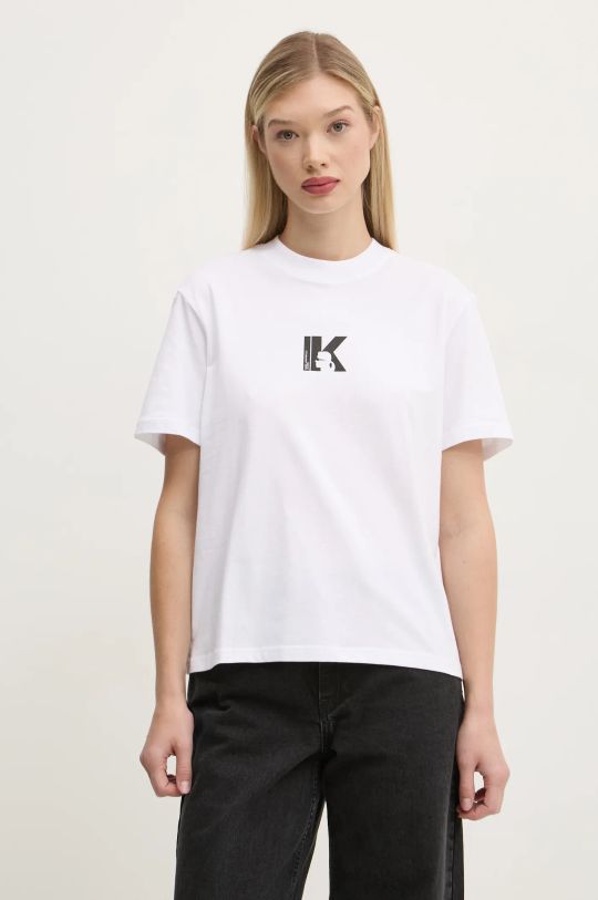 Karl Lagerfeld Jeans t-shirt bawełniany nadruk biały A1W17031