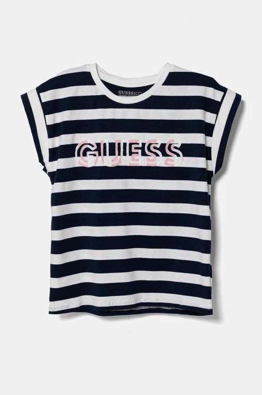 Guess t-shirt dziecięcy wzorzyste niebieski J5RI16.K9NF4.PPYA