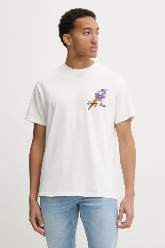 Odzież Tommy Jeans t-shirt bawełniany DM0DM20352 beżowy