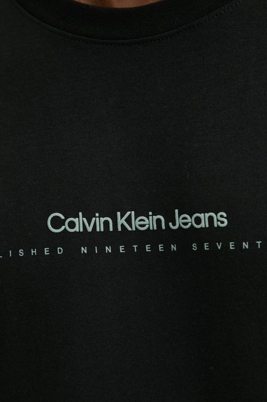 Βαμβακερό μπλουζάκι Calvin Klein Jeans J30J327075 μαύρο