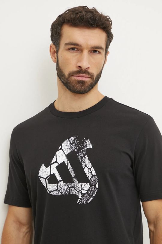 Βαμβακερό μπλουζάκι adidas M C HOT Q1 TEE μαύρο JI6787