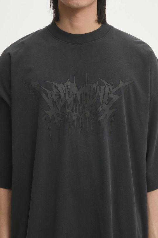 VETEMENTS t-shirt bawełniany Drip Metal Oversized czarny UA66TR660B