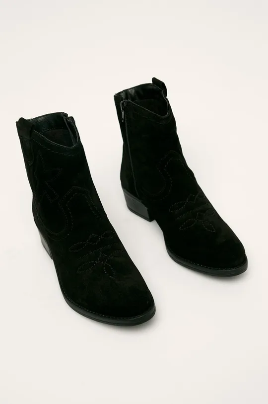 Answear - Kožené kovbojské topánky čierna