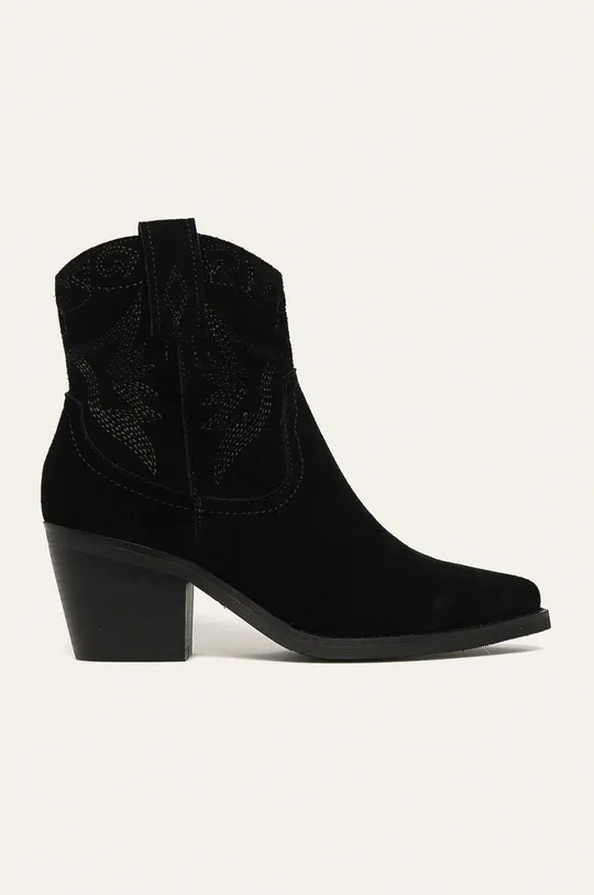 čierna Answear - Kožené kovbojské topánky Dámsky