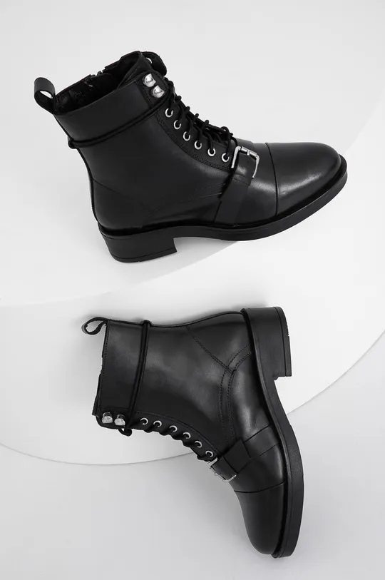 Answear Lab - Kožené členkové topánky čierna