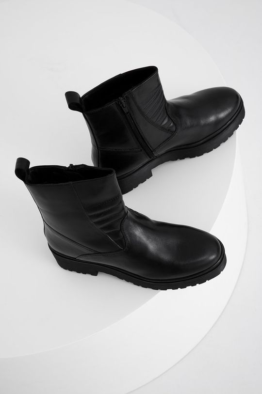Answear Lab - Kožené kotníkové boty černá