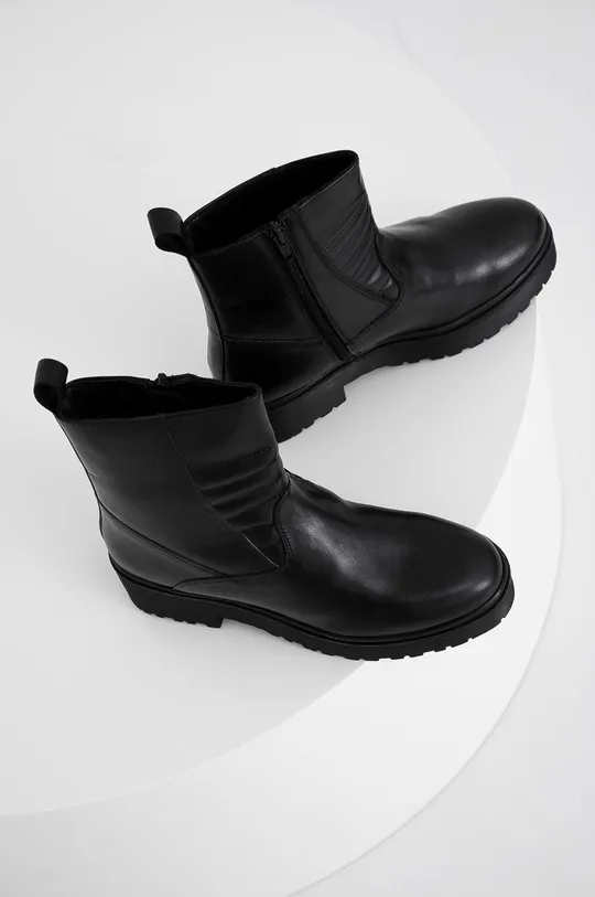 Answear Lab - Kožené členkové topánky čierna