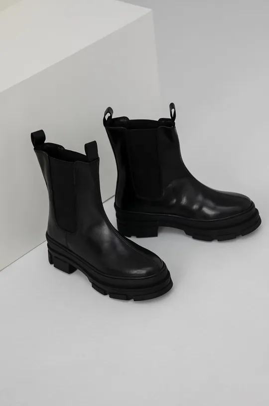 μαύρο Δερμάτινες μπότες Τσέλσι Answear Lab Γυναικεία