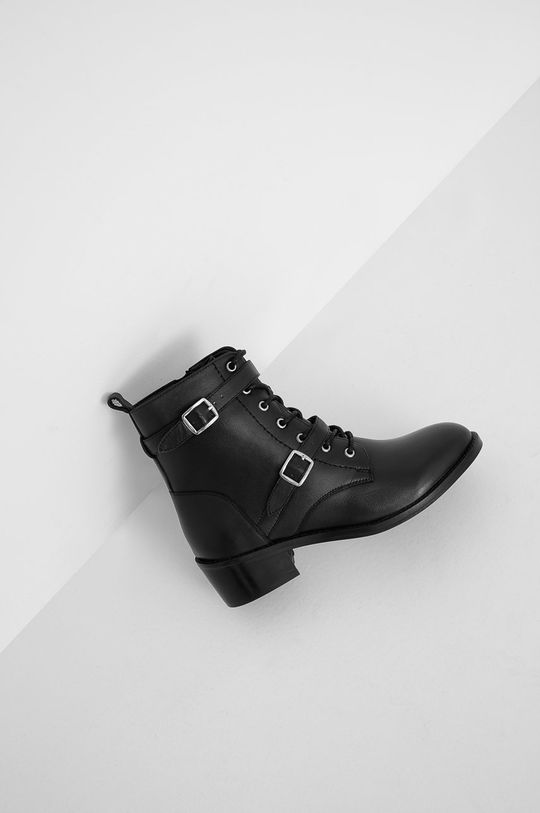 čierna Answear Lab - Kožené členkové topánky Dámsky