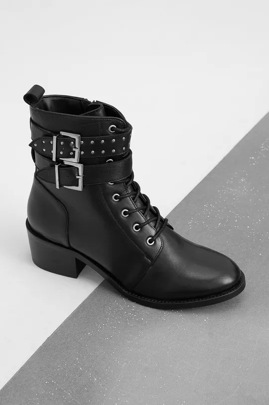 čierna Answear Lab - Kožené členkové topánky Dámsky