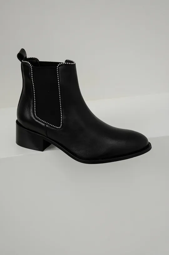 μαύρο Δερμάτινες μπότες Τσέλσι Answear Lab Γυναικεία