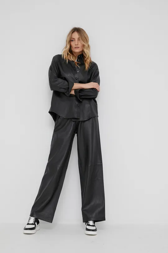 Kožené nohavice Answear Lab x limitovaná kolekcia NO SHAME čierna