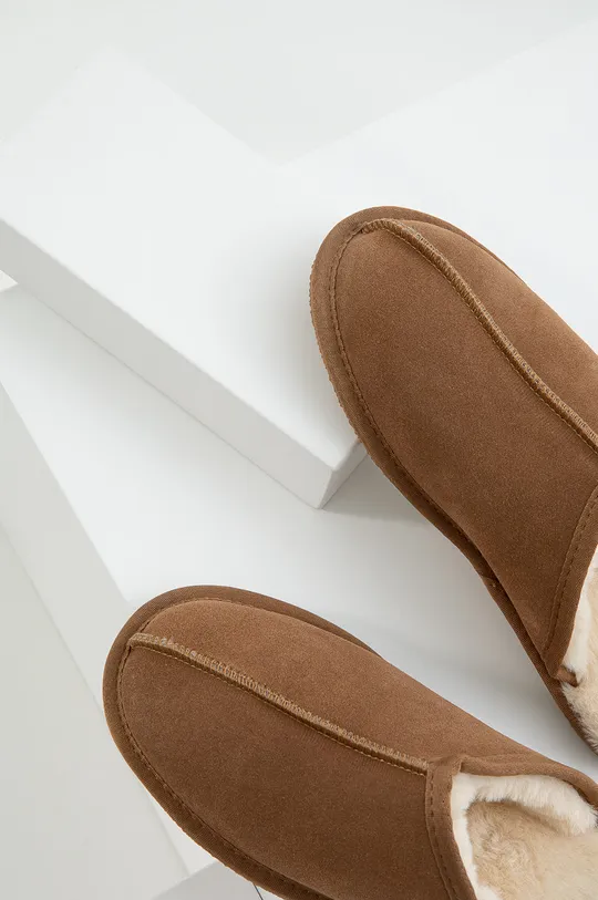 Kućne papuče od brušene kože Answear Lab smeđa