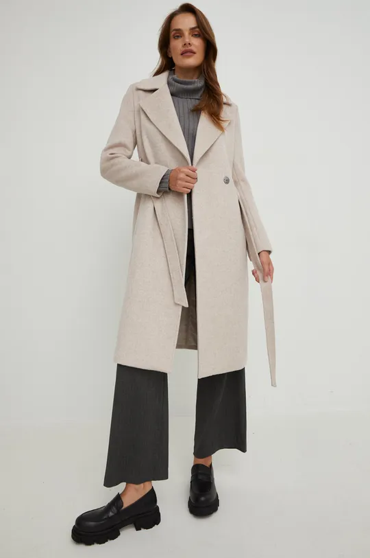 Μάλλινο παλτό Answear Lab μπεζ