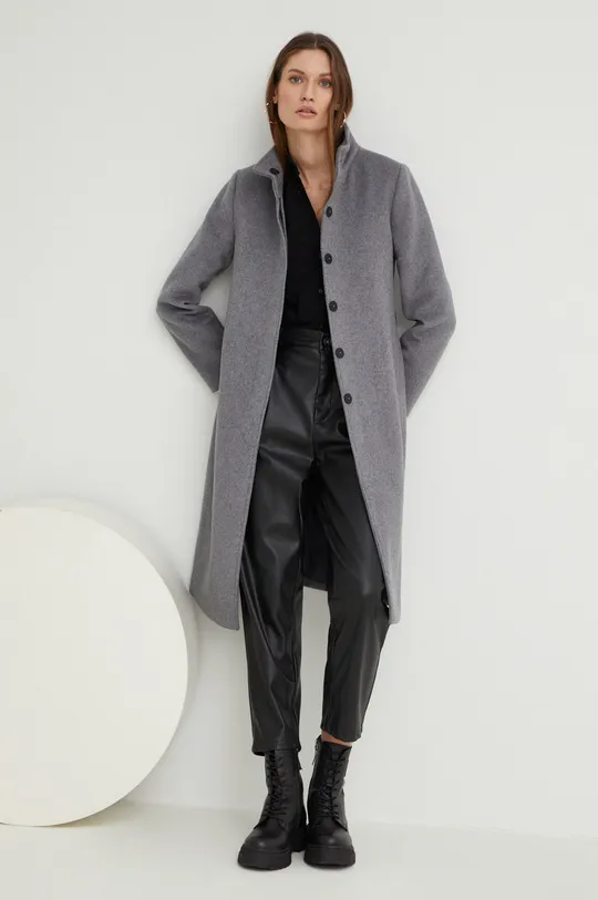 Vlnený kabát Answear Lab sivá