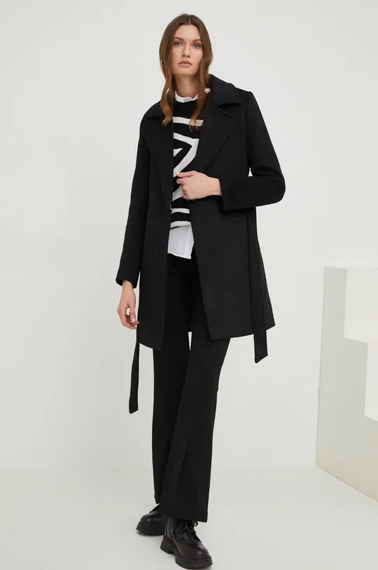 Μάλλινο παλτό Answear Lab μαύρο