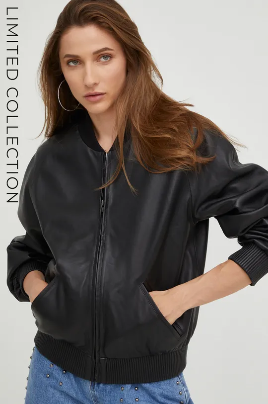 чёрный Кожаная куртка Answear Lab X лимитированная коллекция SISTERHOOD Женский