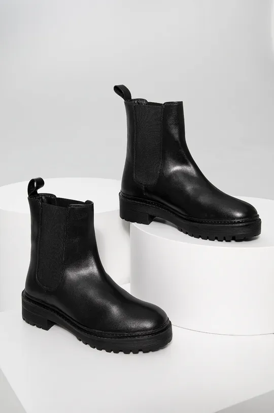 μαύρο Δερμάτινες μπότες τσέλσι Answear Lab Γυναικεία