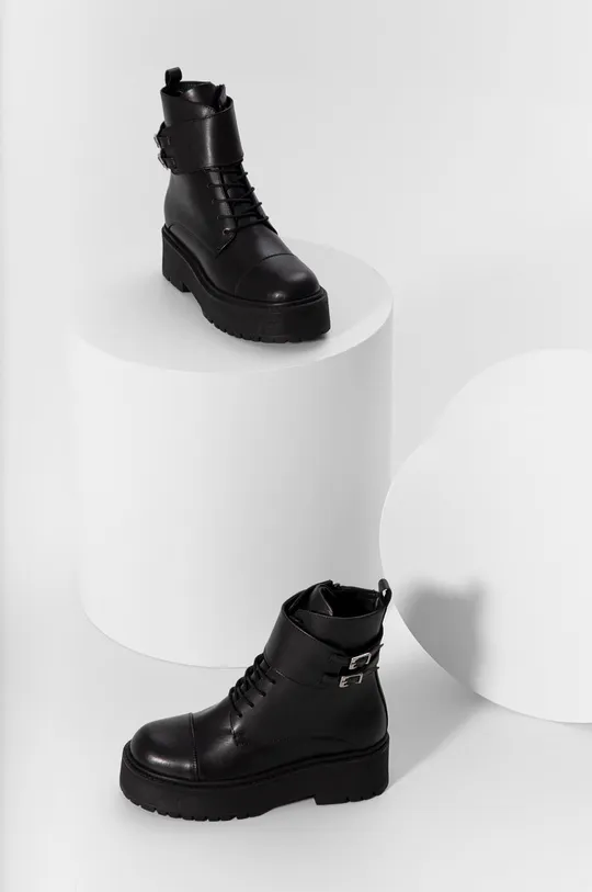 čierna Kožené členkové topánky Answear Lab Dámsky