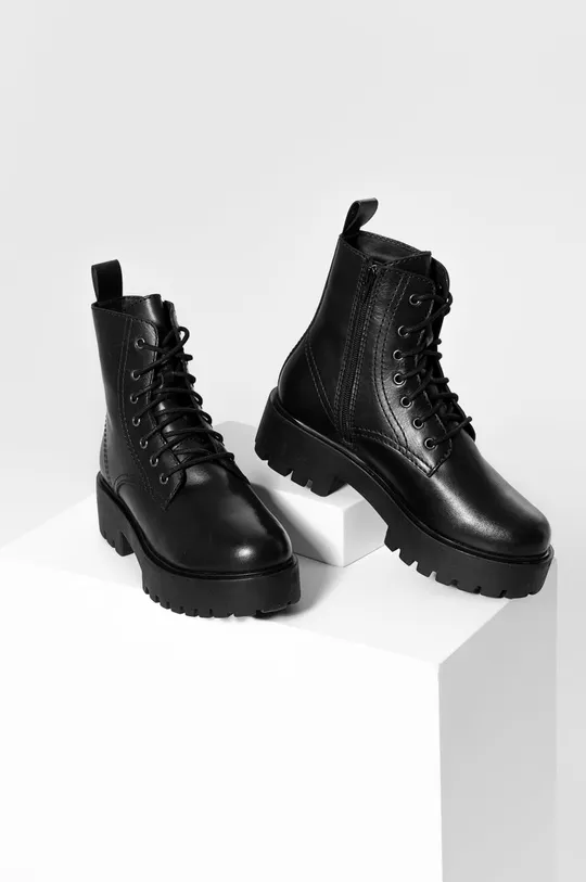 čierna Kožené členkové topánky Answear Lab Dámsky