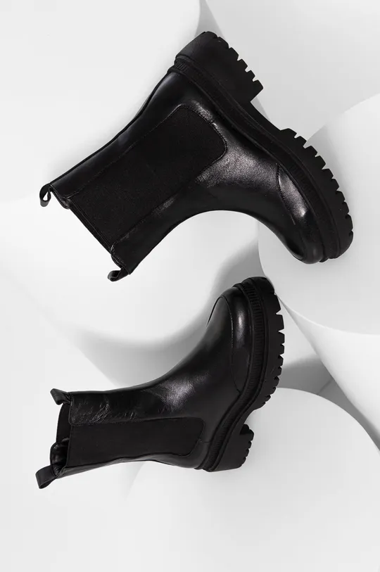 μαύρο Δερμάτινες μπότες τσέλσι Answear Lab Γυναικεία