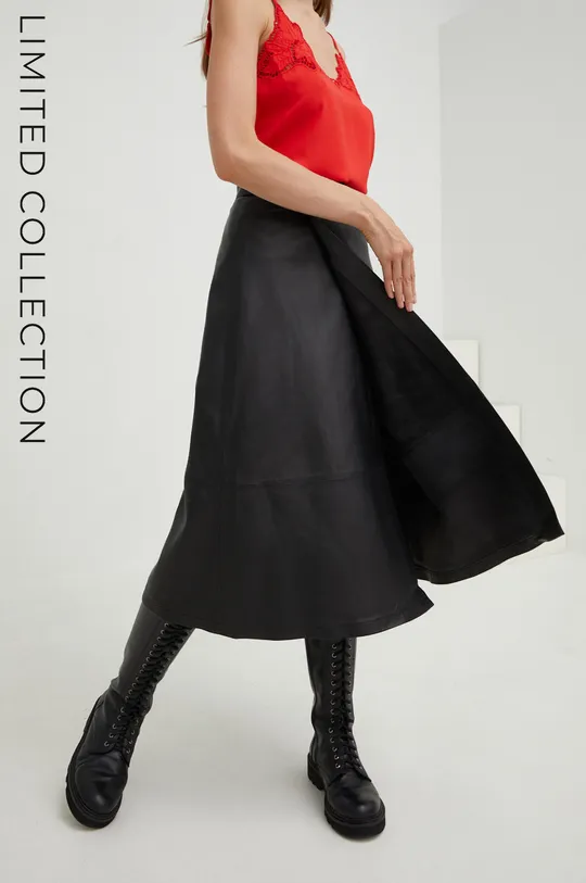 crna Kožna suknja Answear Lab Ženski