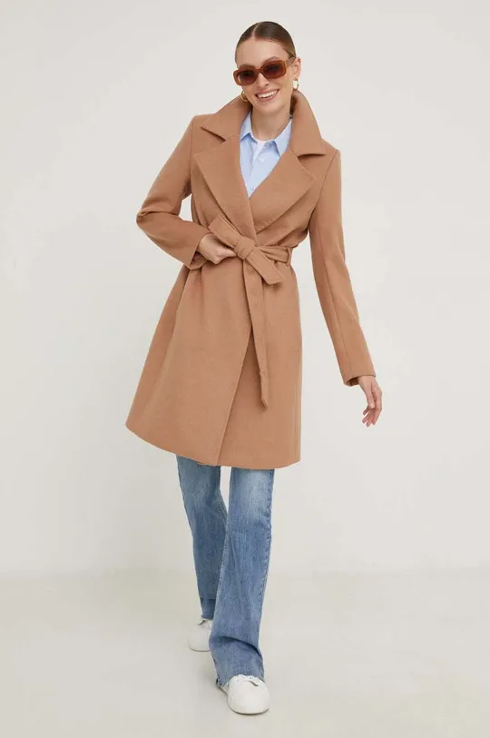 Шерстяное пальто Answear Lab коричневый