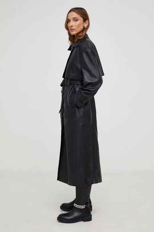 Kožni kaput Answear Lab  X limitirana kolekcija NO SHAME Ženski
