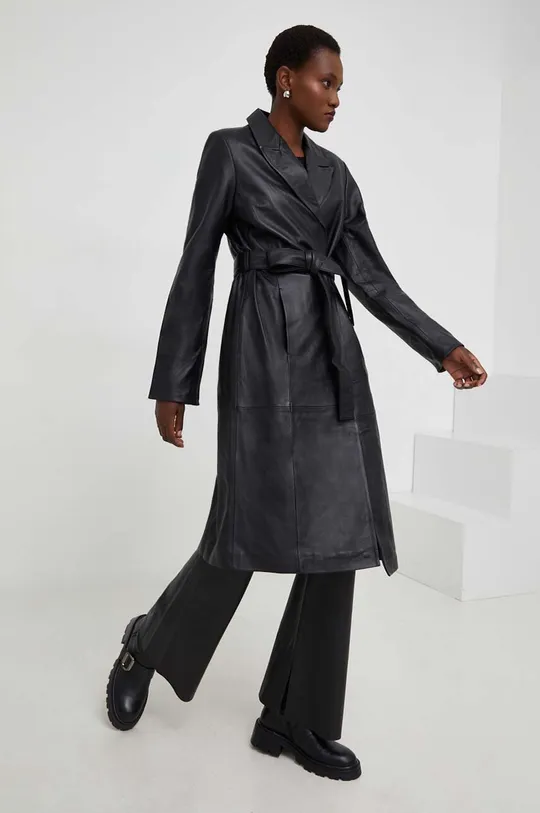 crna Kožni kaput Answear Lab  X limitirana kolekcija NO SHAME Ženski