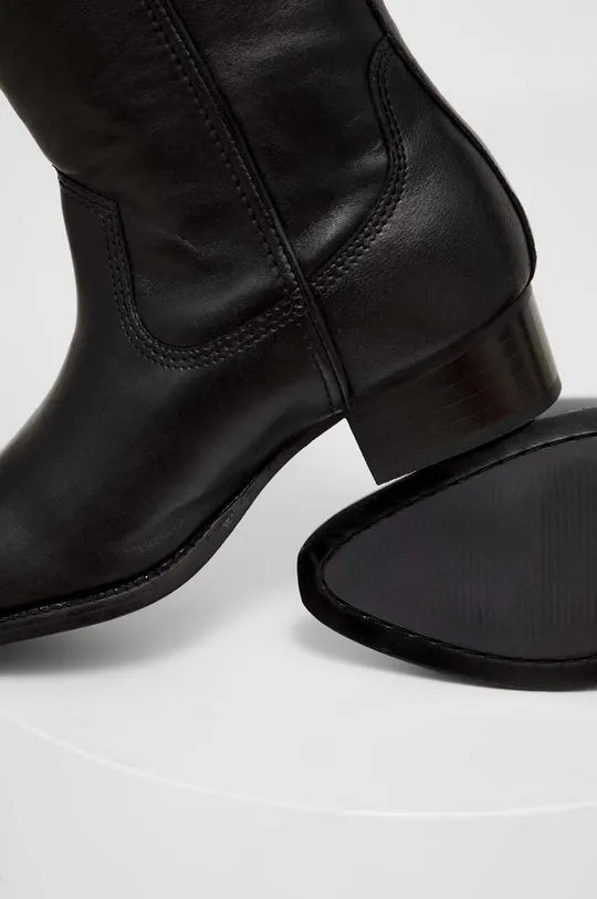 Usnjeni elegantni škornji Answear Lab X omejena kolekcija NO SHAME črna