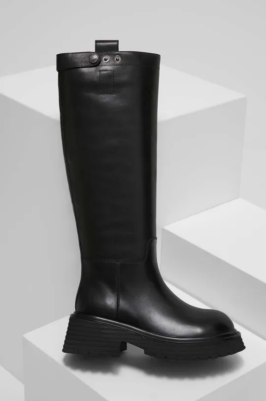 črna Usnjeni elegantni škornji Answear Lab Ženski