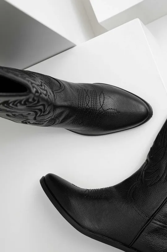 čierna Kožené kovbojské topánky Answear Lab