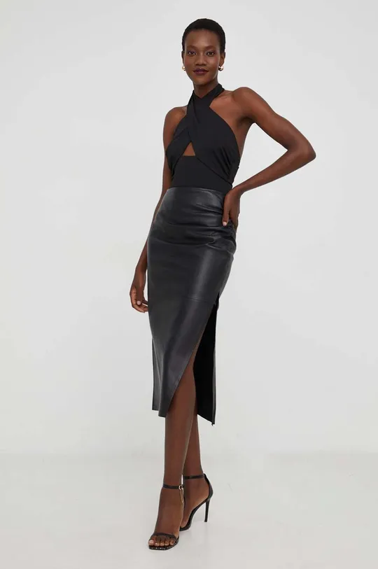 Δερμάτινη φούστα Answear Lab μαύρο