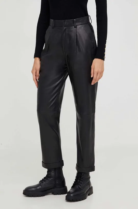 чёрный Кожаные брюки Answear Lab X Лимитированная коллекция NO SHAME Женский
