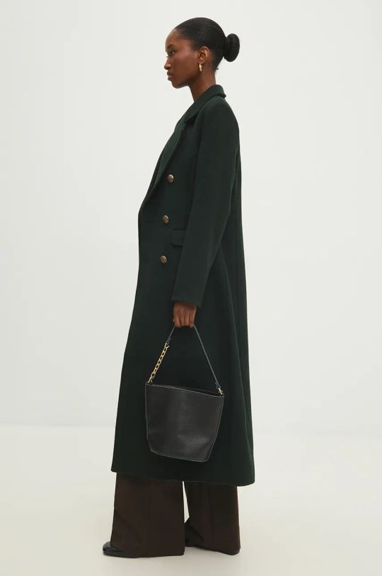 Answear Lab cappotto in lana non isolato verde WA24.KPD001