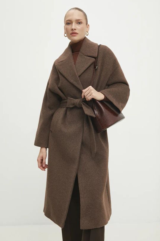 Answear Lab cappotto in lana marrone WA23.KPD008.