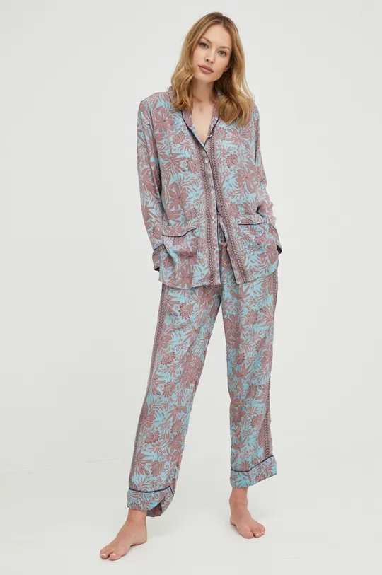 Svilena pidžama Answear Lab tirkizna