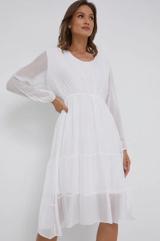 biela Hodvábne šaty Answear Lab Dámsky